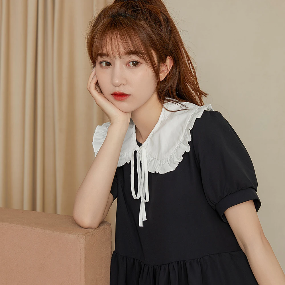 Cotton White Lapel Fake Collar Shawl Girls Ruffles Half Shirt Shawl Wrap Lapel Detachable Collars Necklace False Collar