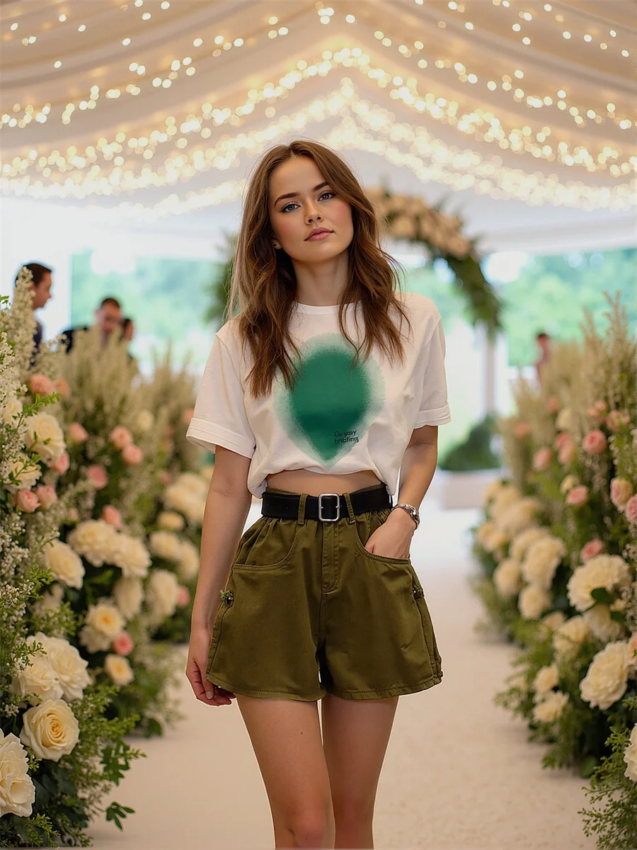 Denim Green Shorts Womens Sport Oversize Cargo Gym Casual Short Jean Fashion Street Chic Activewear Summer Trendy Girls Ripped