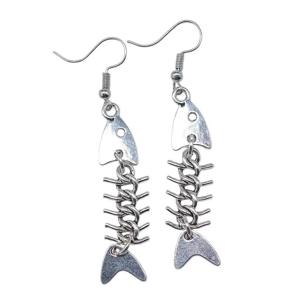 European And American Vintage Style Fish Bone Earrings Punk Hip-hop Fish Bone Spines Carp Bone Earrings For Women Ear Hook