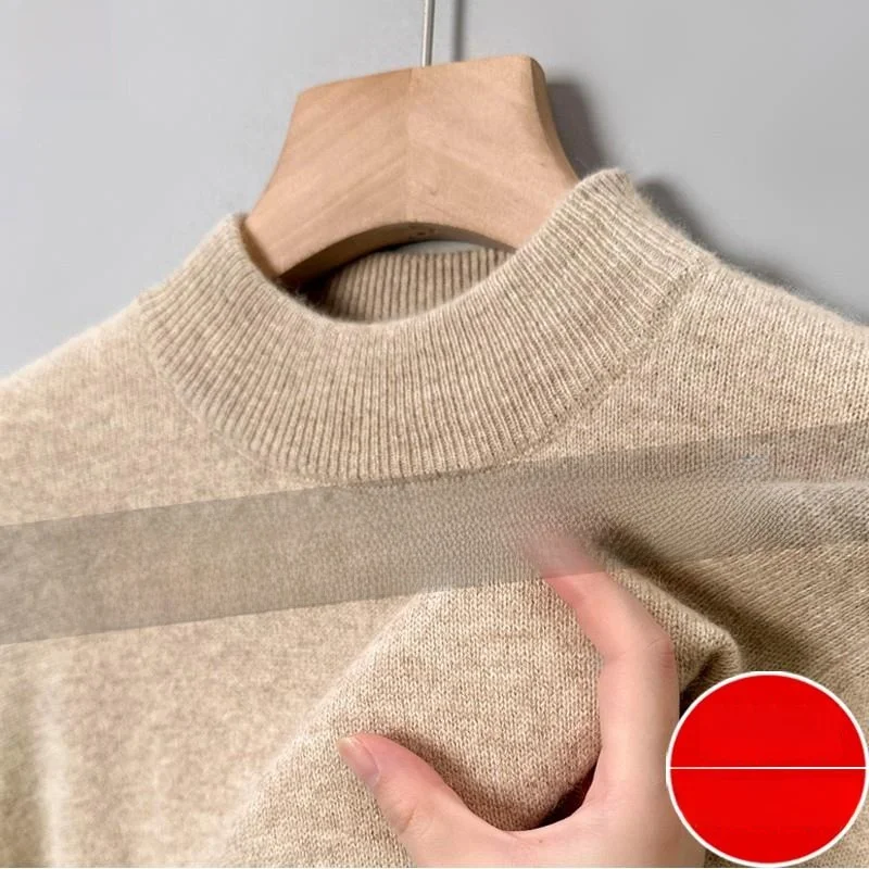 

Мужской вязаный свитер Ehor High-End с высоким воротником, 100% шерсть, утепленный, зимний базовый слой, с длинным рукавом, повседневный, деловой стиль, цветной