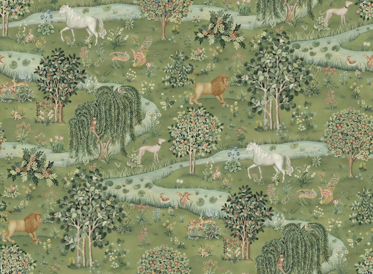 European style forest wallpaper Custom tropical rainforest animal full shop study Children's room relief Canvas material mural