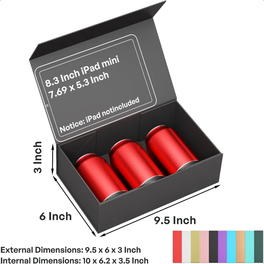 Black Gift Box 9.5x6x3'' Gift boxes for Presents with Lids Magnetic Closure Rec Collapsible for Groomsman Proposal Box Wedding