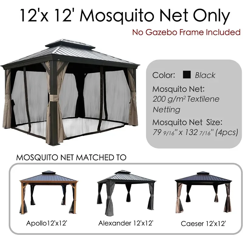 Gazebo Privacy Screen Netting for 12 x 12 Gazebo