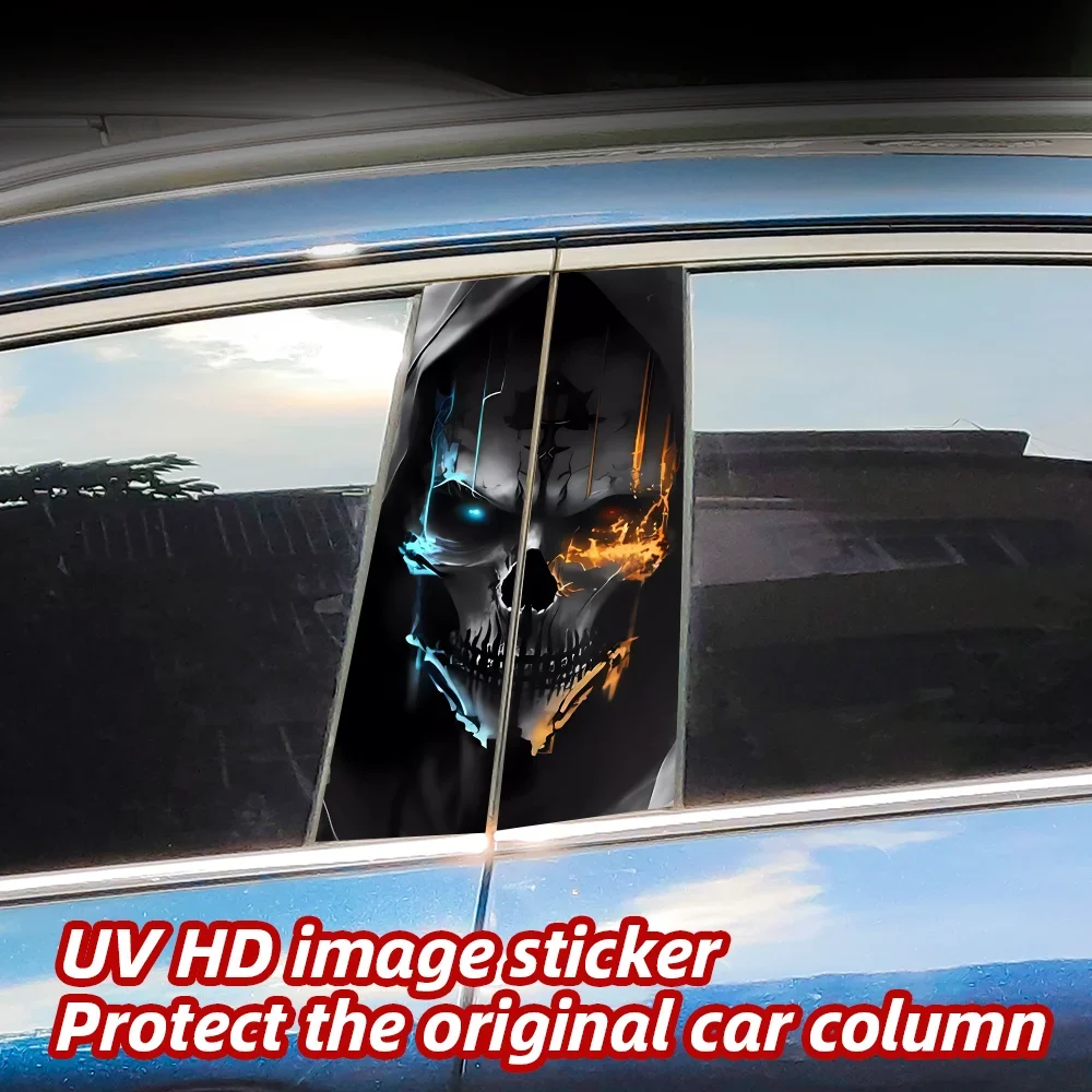 

Horror Skull Car Stickers Auto B Pillar Waterproof Center Column Decor Cover Scratches Car Doors Pillar Decals Accessories