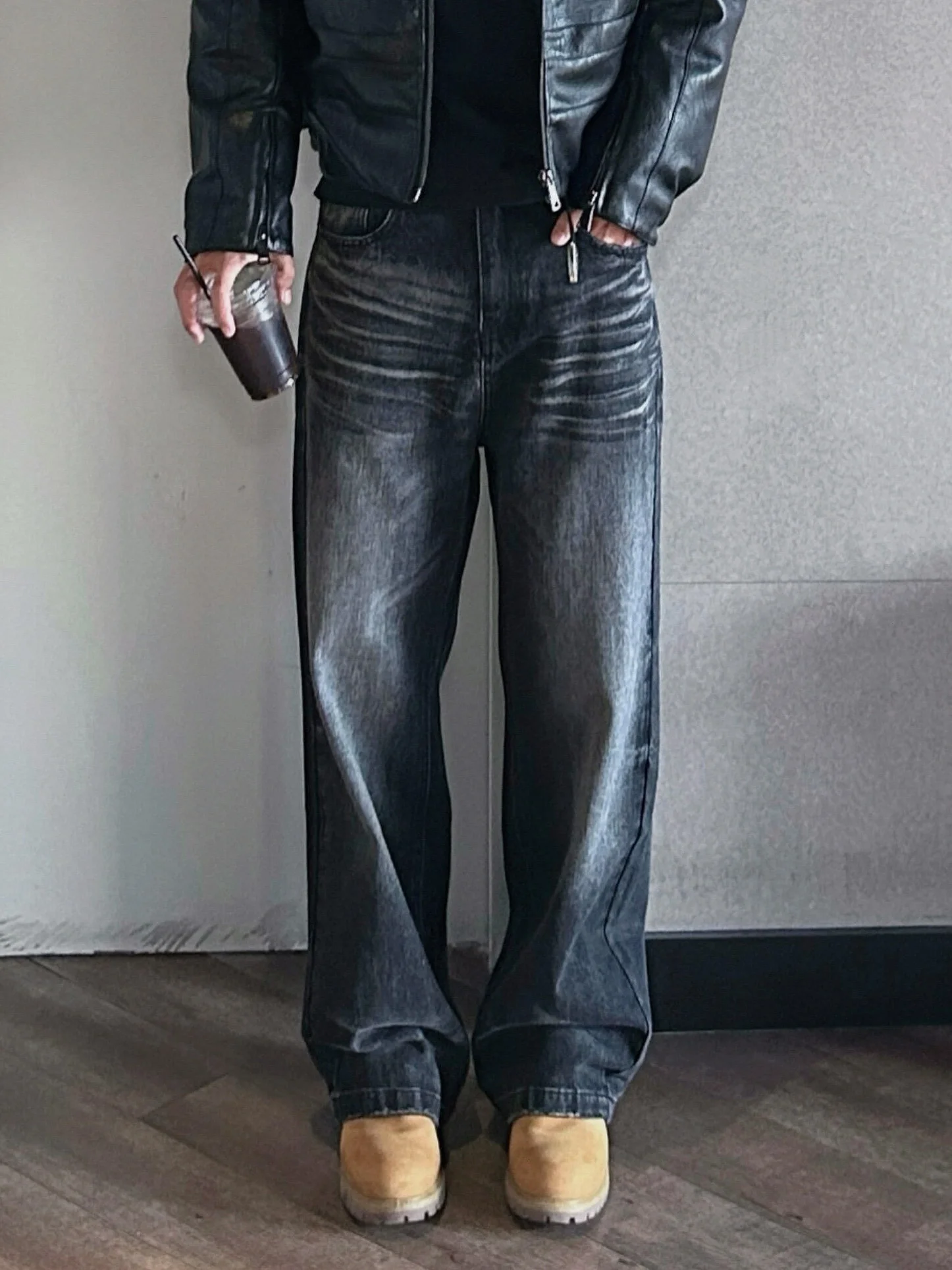 

Slimming adient Distred American Vibe Vintage High Street Men's Jeans Straight Leg Micro Flare Versatile Long Pants