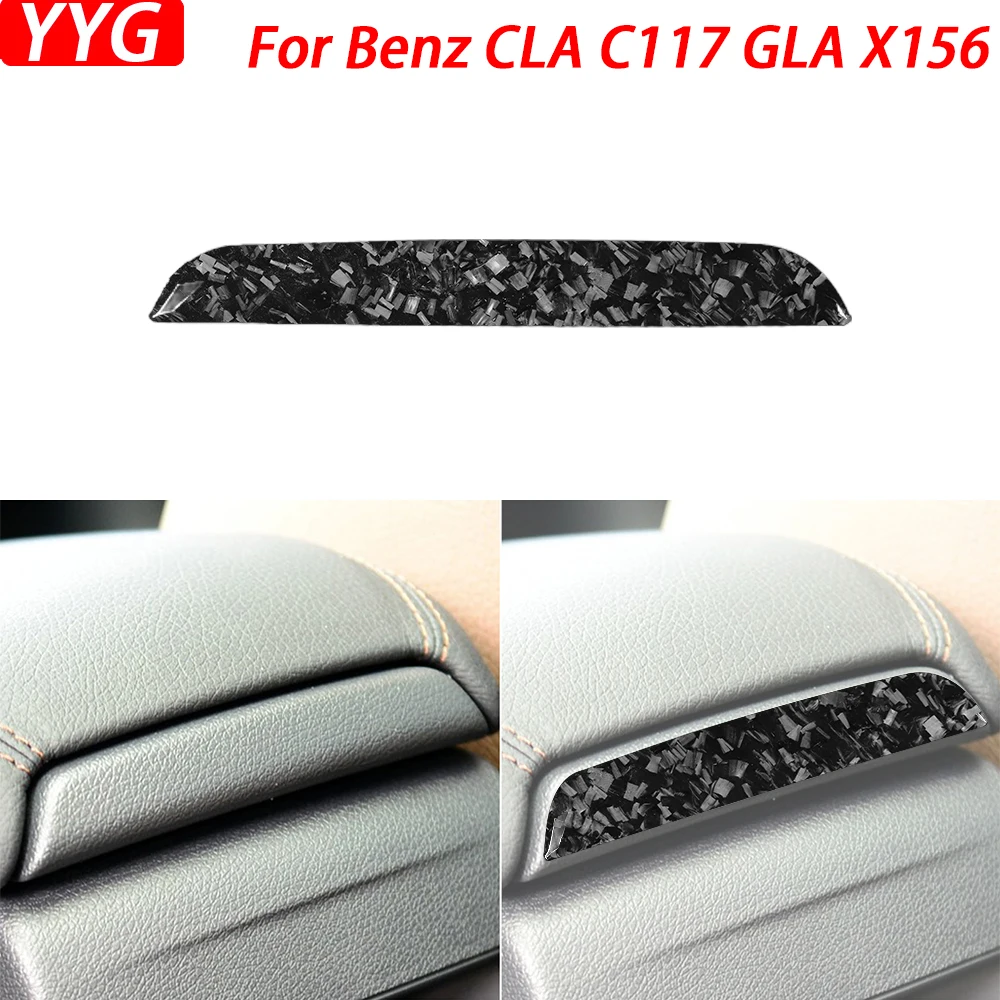 

For Benz CLA C117 2014-2018 GLA X156 2015-2019 Forged Carbon Fiber Armrest Box Rear Trim Strips Car Interior Accessories Sticker