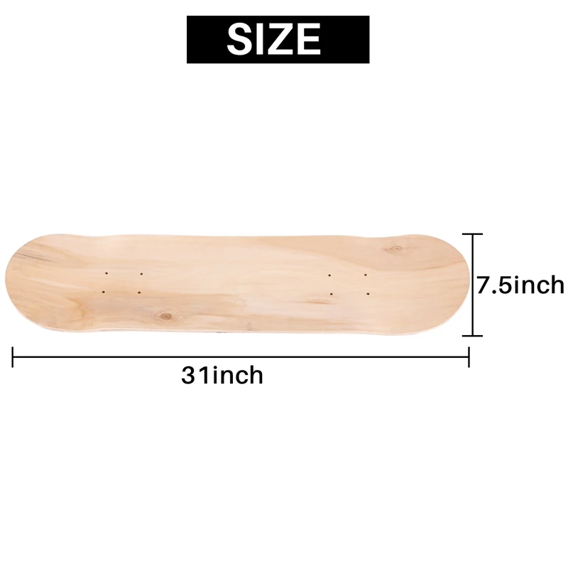 8Inch 8-Layer Maple Blank Double Concave Skateboards Natural Skate Deck Board Skateboards Deck Wood Maple