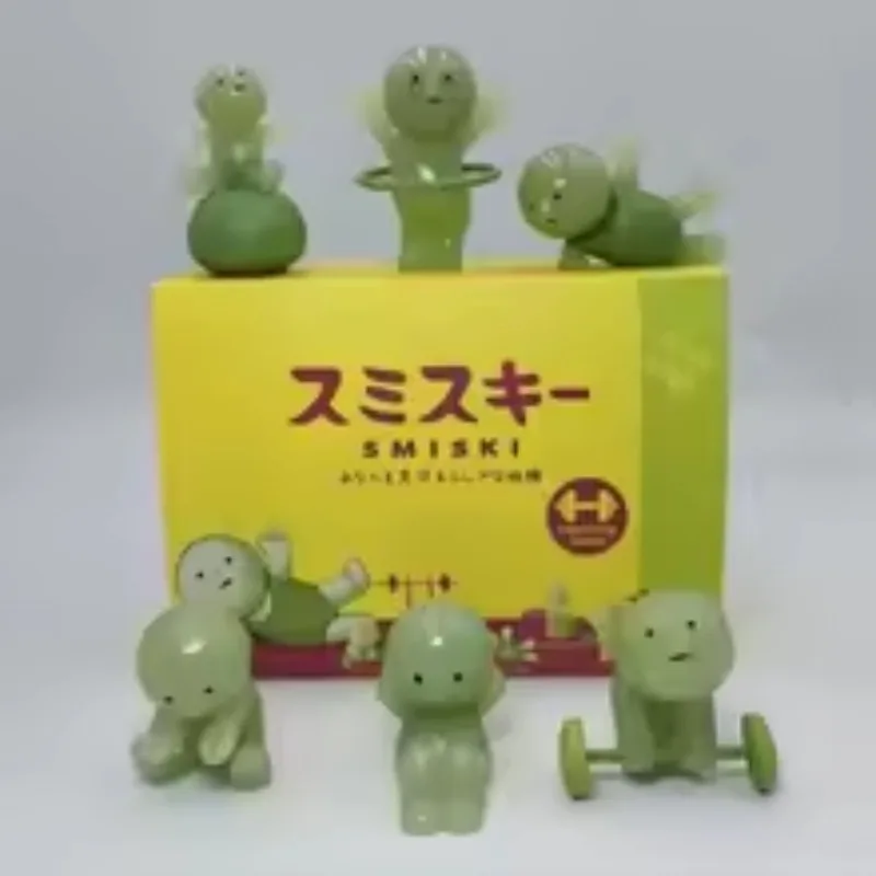 Série de sala de estar luminosa elfo brilhante boneca caixa cega smiski requintado decoração de mesa bonito boneca brinquedo modelo caixa surpresa presente