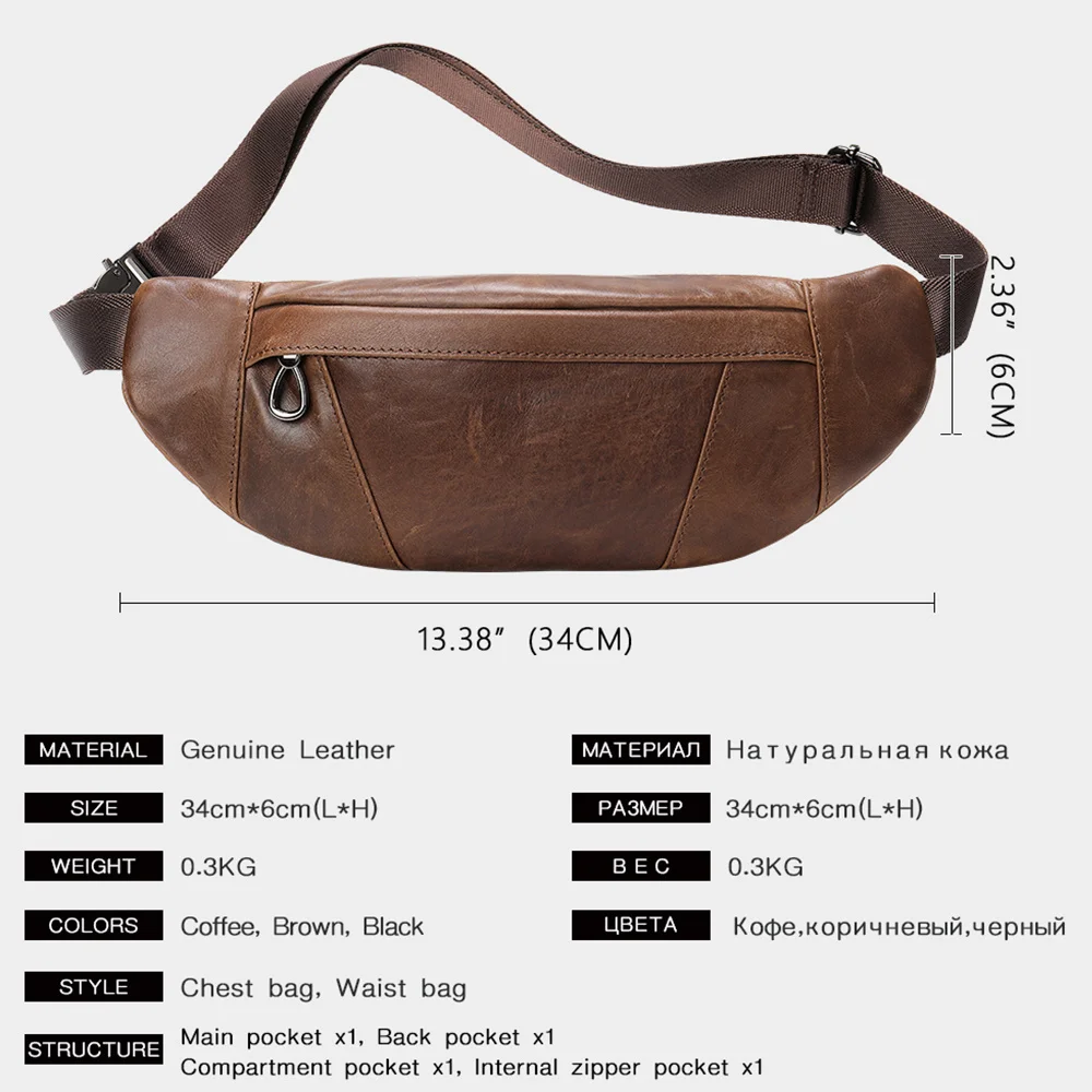 Borsa da uomo in vita antifurto da uomo in vera pelle borse a tracolla da viaggio sport da viaggio marsupio maschile Designer 7435