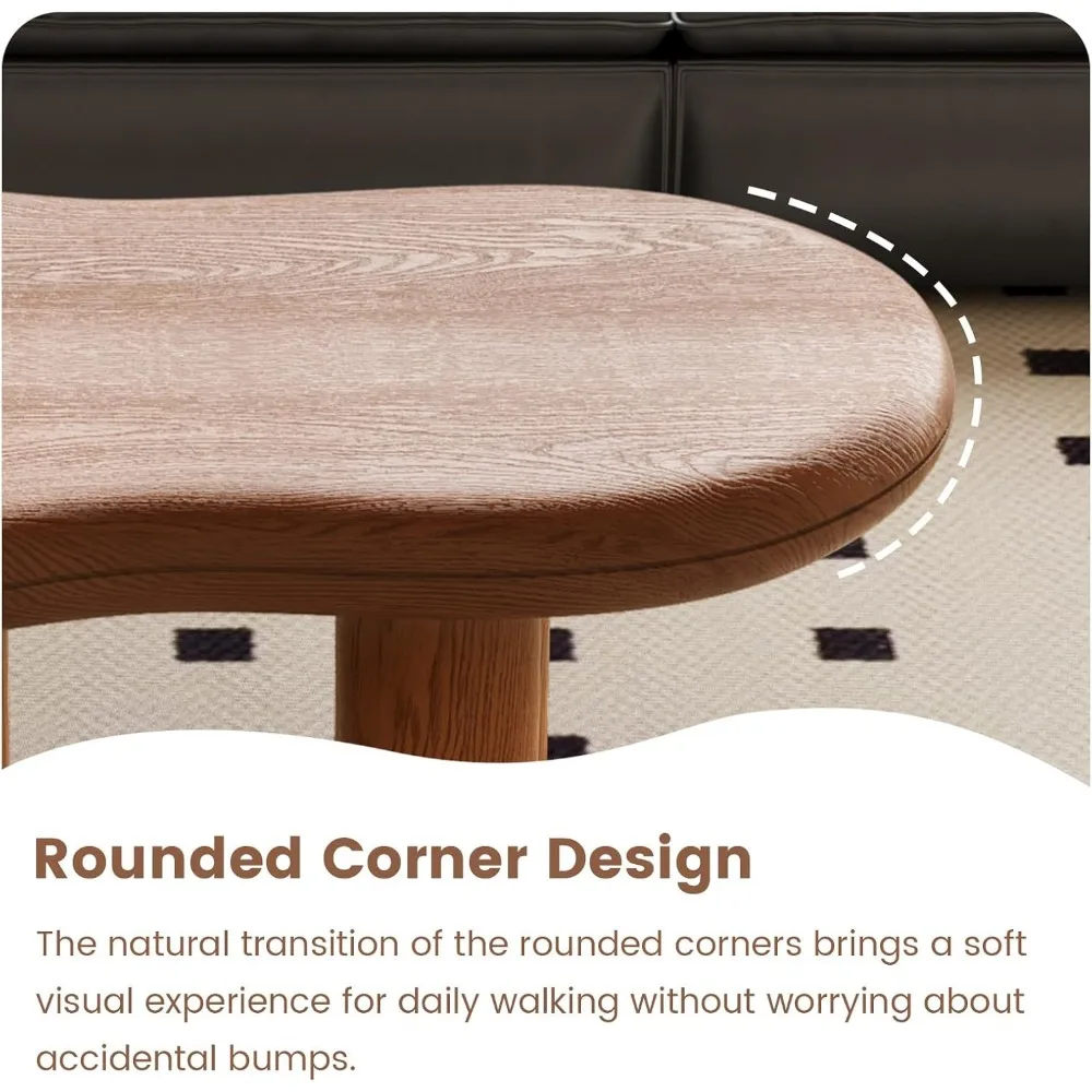 โต๊ะกลางไม้สไตล์โมเดิร์นฟาร์มเฮาส์ รุ่น Cloud Coffee Table ขนาด 35.82 นิ้ว ขา 4 ขา โต๊ะน้ำชาดีไซน์เก๋สำหรับพื้นที่ขนาดเล็ก