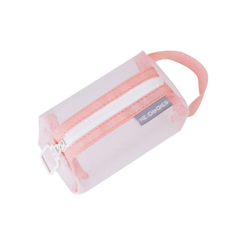 1PC Portable Mini Zipper Mesh Storage Bag New Coin Purse Small Square Mesh Coin Purse Travel Storage Carry Pouch with Zippered