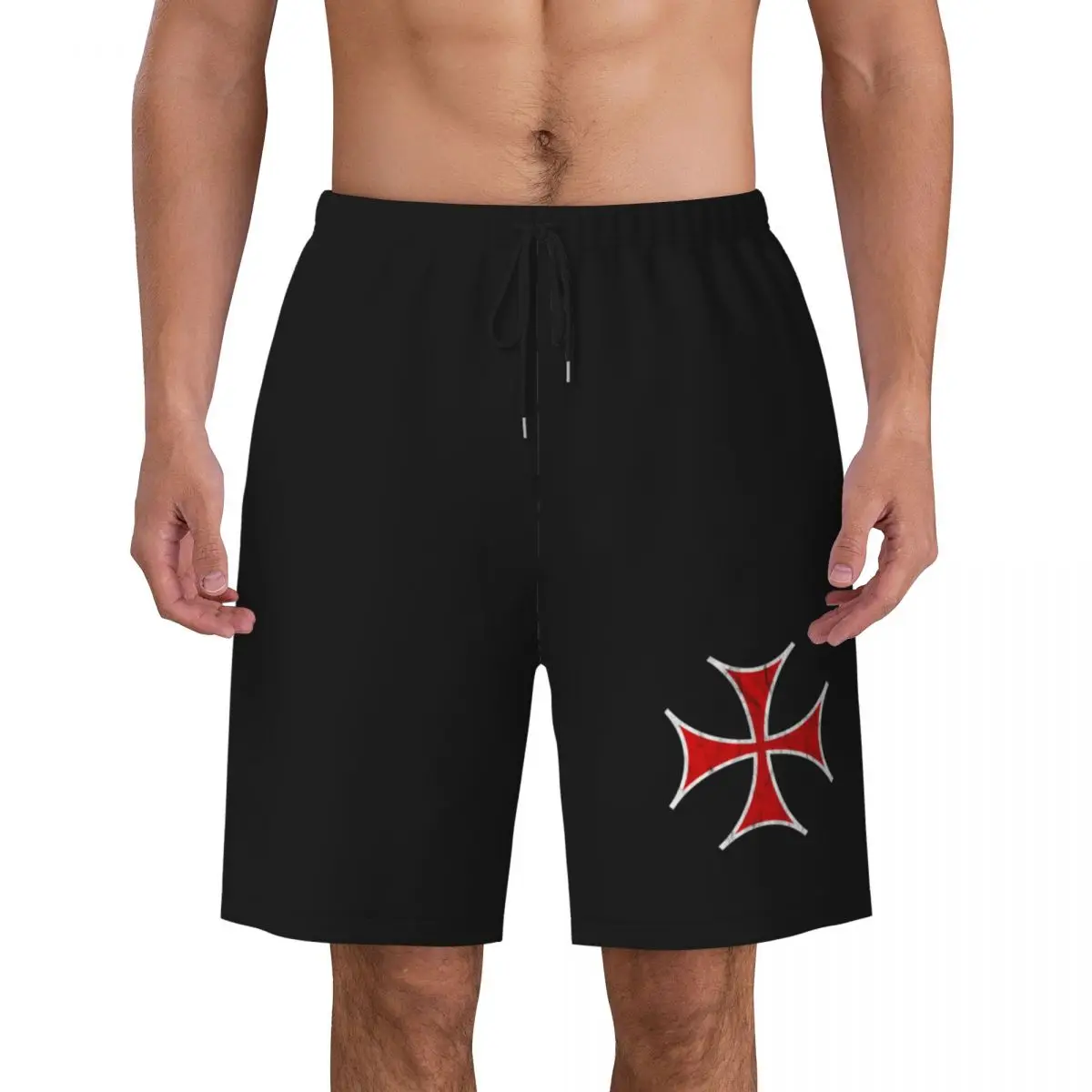 German Red Cross Board Shorts Summer Templar Knight Fashion Running Beach Short Pants Male Quick Drying Hawaii Printed Plus Size