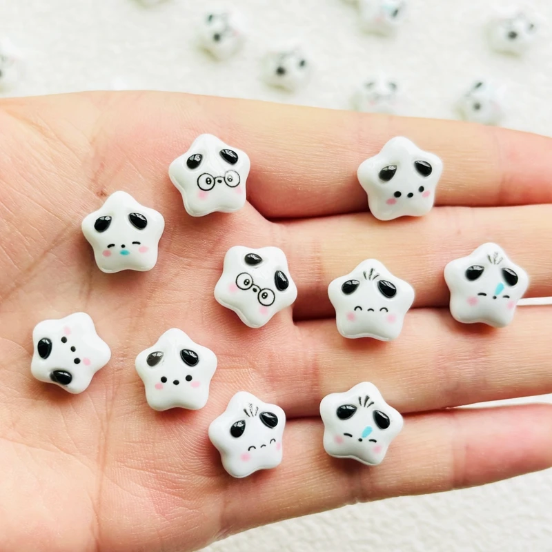 20 Pcs New Cute Mini Resin Cartoon Black And White Puppy, Stars Flatback Ornament Jewelry Making Manicure Hairwear Accessories