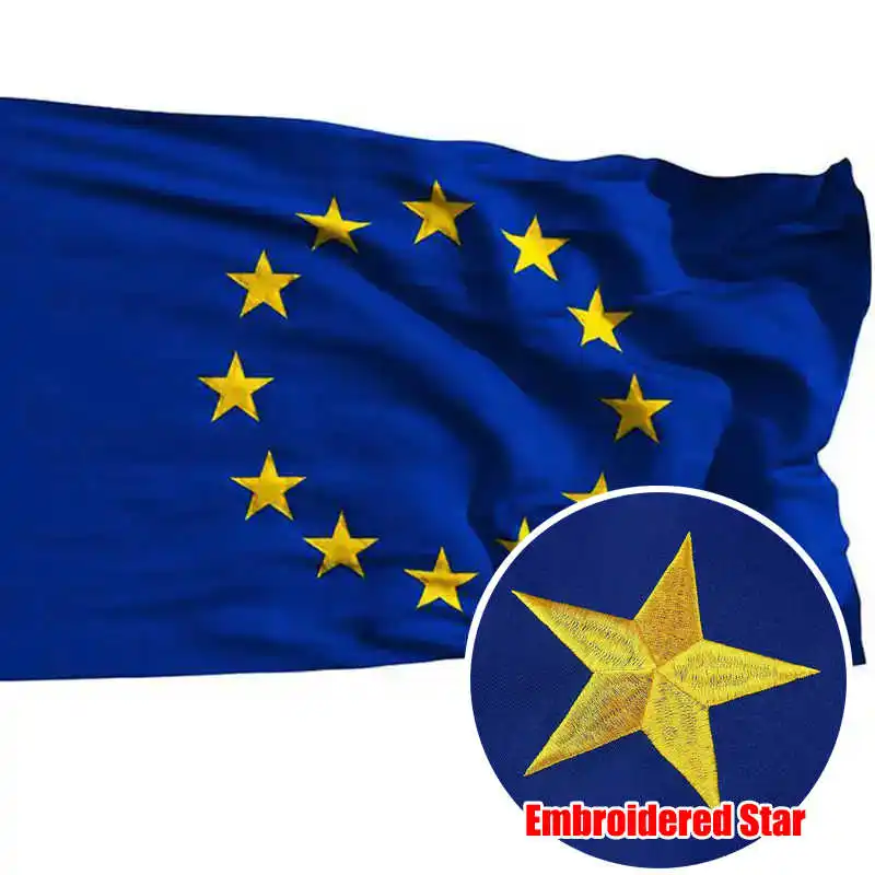 

Embroidered European Union EU Flag 90x150cm Oxford Fabric Brass Grommets Durable Waterproof Home Outdoor National Flags Banners