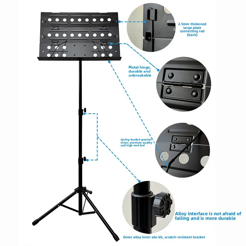 Portable Folding Music Stand Set Heavy Duty Thickened Height Adjustable Music Sheet Stand Musical Instrument Stand Parts view 2