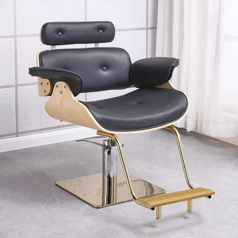 Hxl salon hairdressing chair - adjustable height with footrest, round base, stainless steel