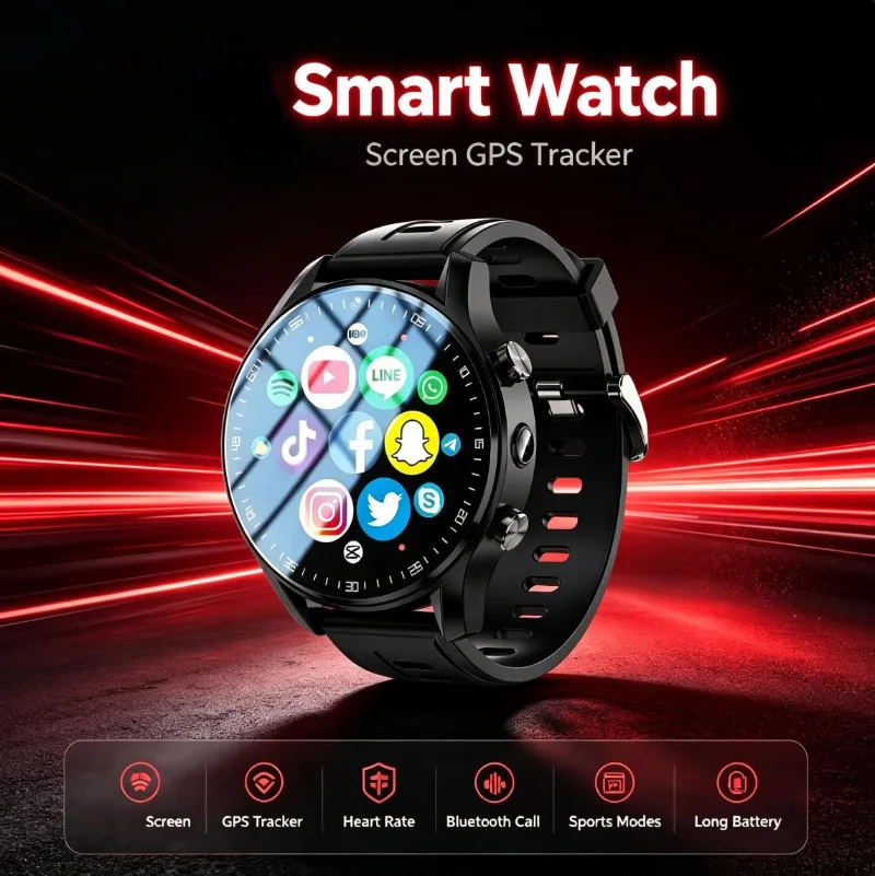 GPS Tracking Smart Wristwatch Large Storage Bluetooth Call Multi-App Sports Watch Unisex For Men Women Running Fitness