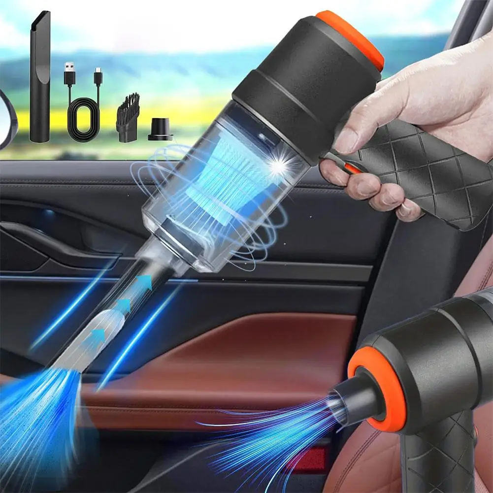 Soplador y aspiradora inalámbricos 2 en 1, mini aspiradora convertible para el hogar del coche, buster de polvo recargable portátil con cepillo
