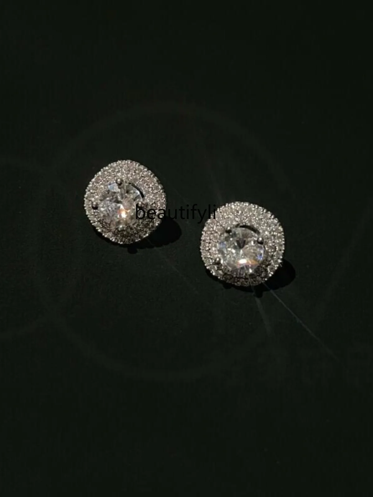 925 silver super flash full diamond opal unique large earrings light luxury design retro stud earrings