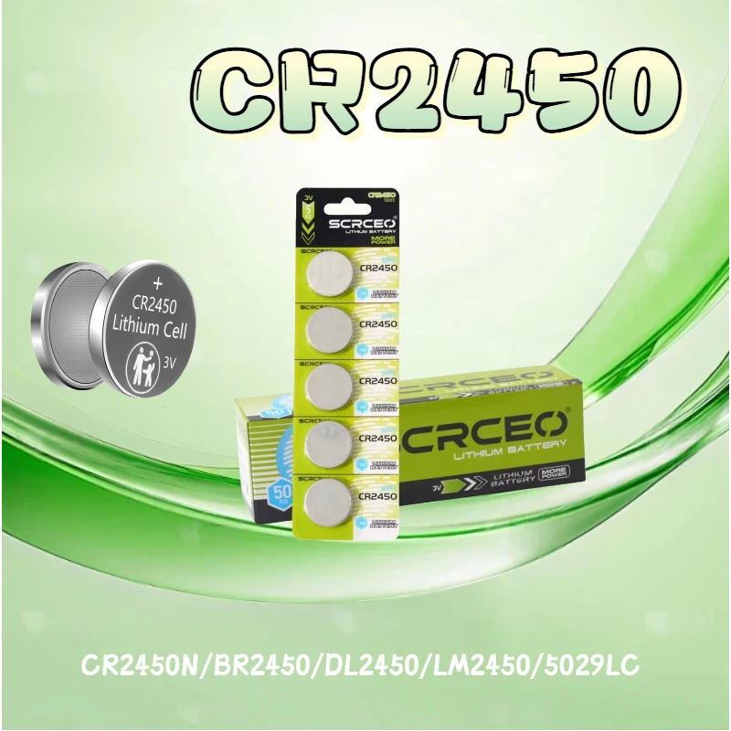 

CR2450 CR2450N 3V 600mAh Lithium Button Battery - BR2450 DL2450 LM2450 5029LC for Car Keys, Watches & Electronic Toys