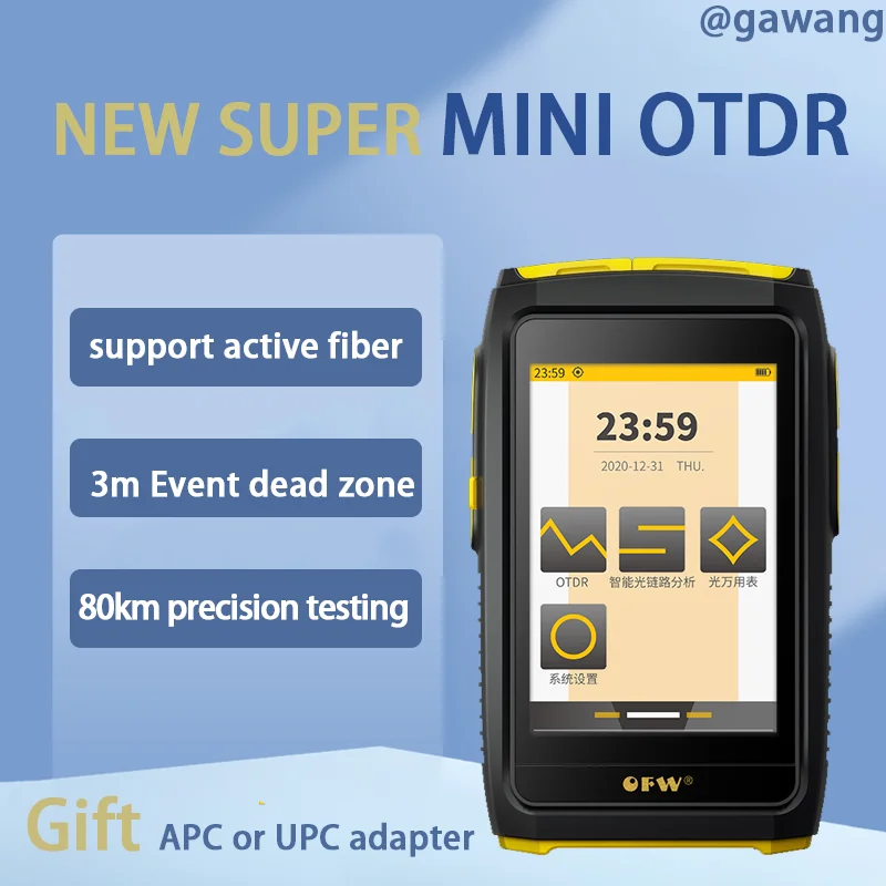 Mini OTDR Active Live Test 1550nm/1577nm 20dB Optical Fiber Reflectometer Touch Screen OPM VFL OLS iOLA Event Map Optic Tester