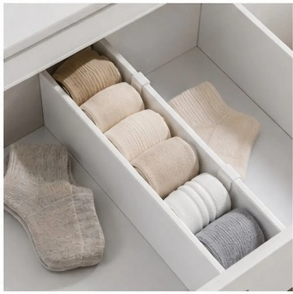 2Pcs Adjustable Drawer Partition Board High-Grade ABS Retractable Drawer Divider for Underwear Socks Bras Ties Scarves