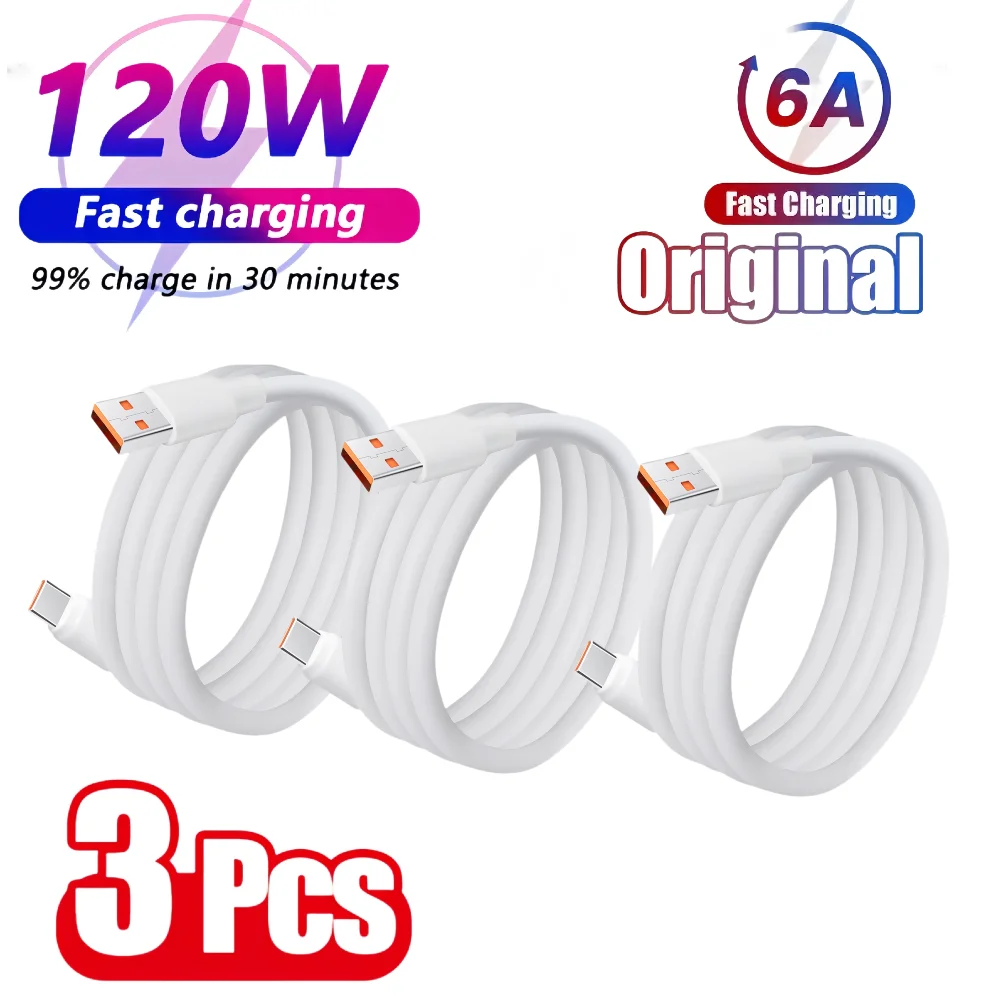 1-3PCS 10A 100W Type C Super Fast Charging Cable Data Cord For Samsung Huawei Xiaomi Redmi Quick Charing USB C Cables