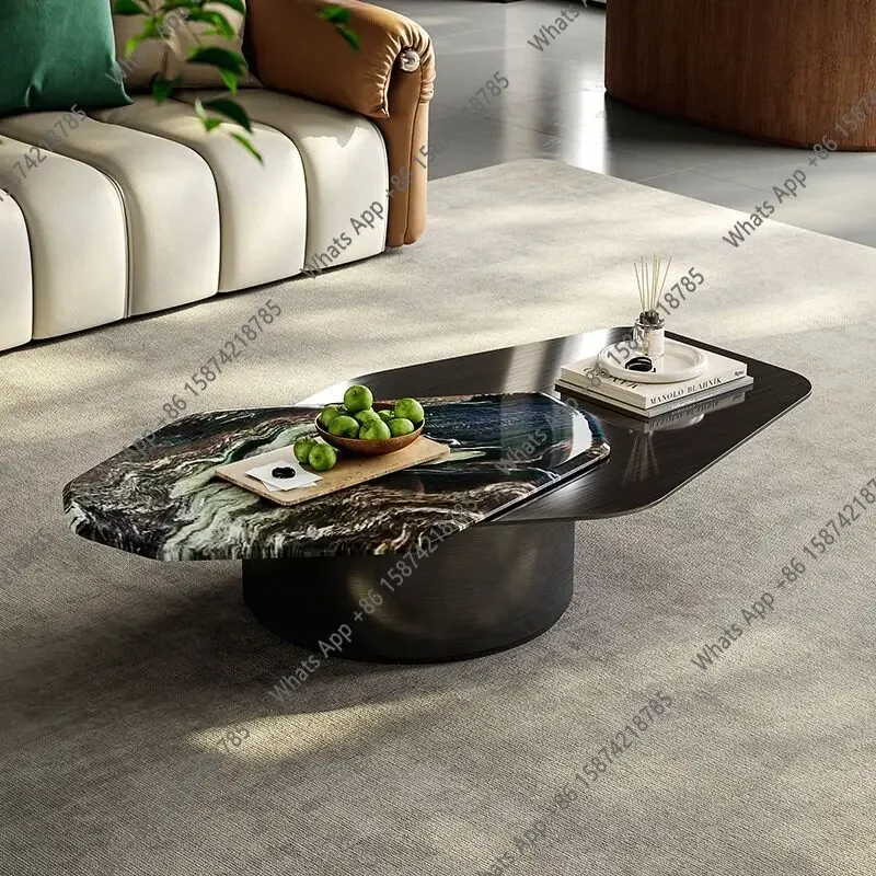 X25 Italian Minimalist Living Room Special-shaped Modern Minimalist Home Designer High-end Marble Rotating Coffee Table
