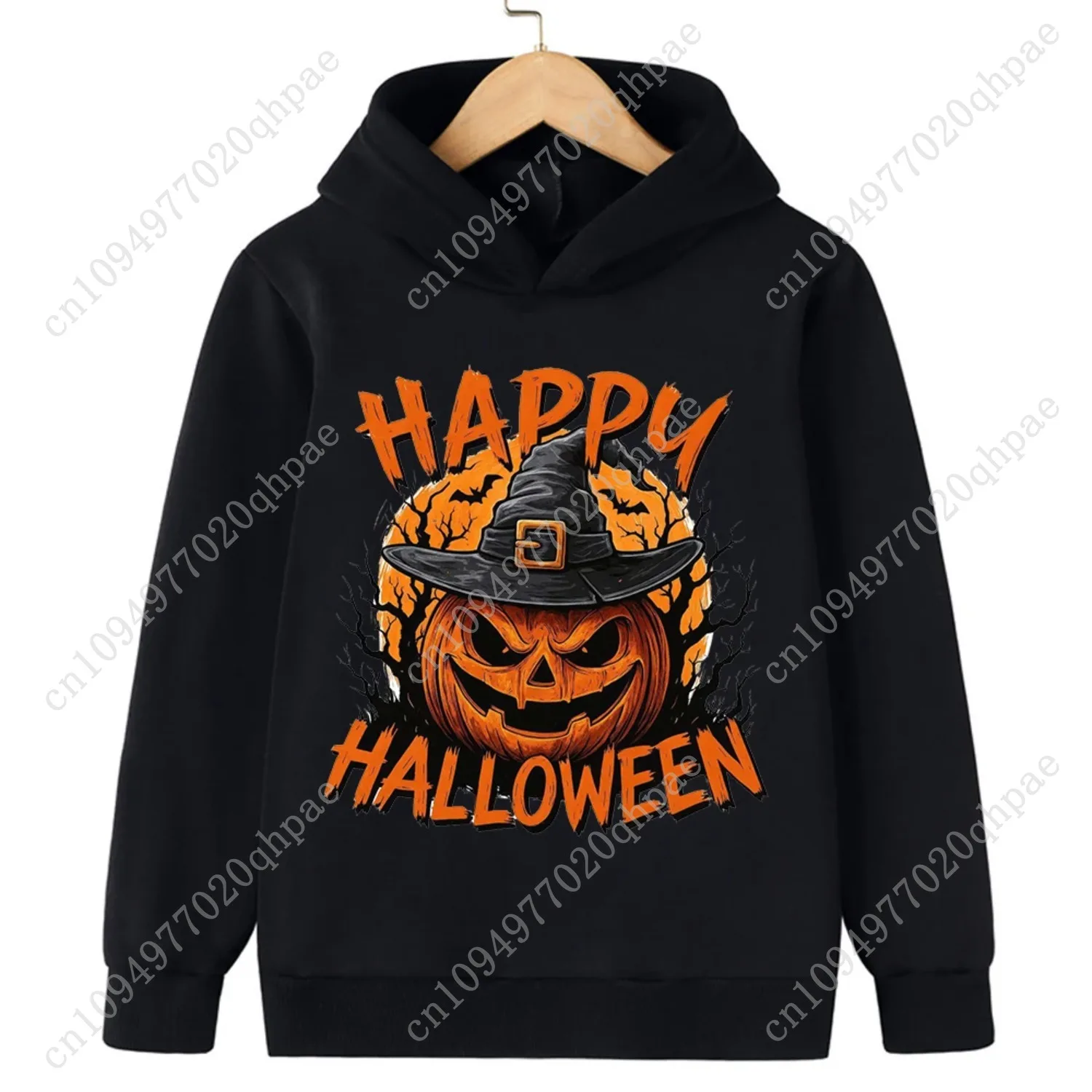 2025 Abstract Street Children's Warm Sweatshirt Halloween 2D Boys and Girls Hooded Sweatshirt Autumn and Winter Warm Fashion
