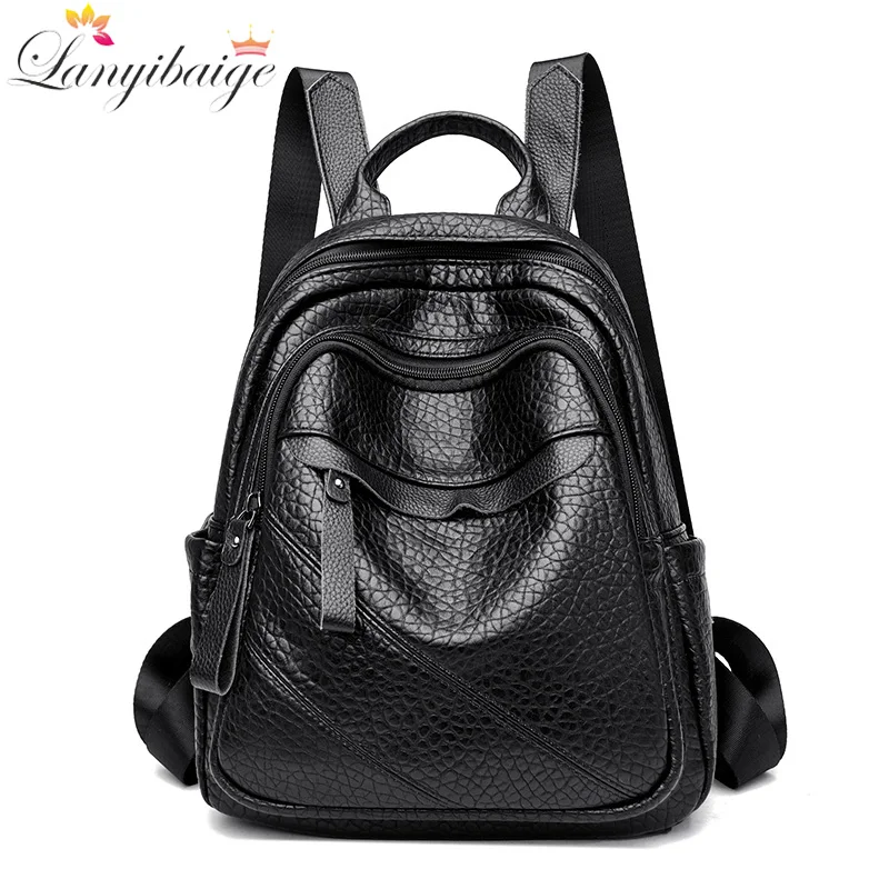 

Women Large Capacity Backpack High Quality Leather Female Vintage Bag School Bags Travel Bagpack Ladies Bookbag Rucksack Purses