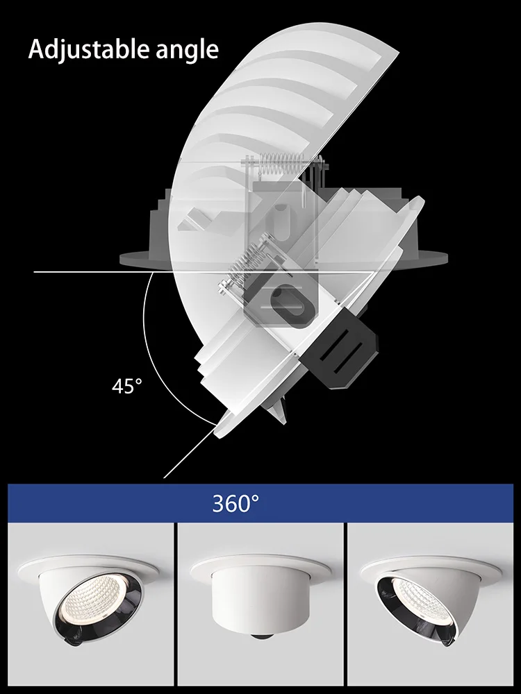 Led Spotlights Recessed Adjustable Angle Rotatable Spot Light 15W 24W 35W Ceiling Shopping Mall Clothing Store Lighting Fixture