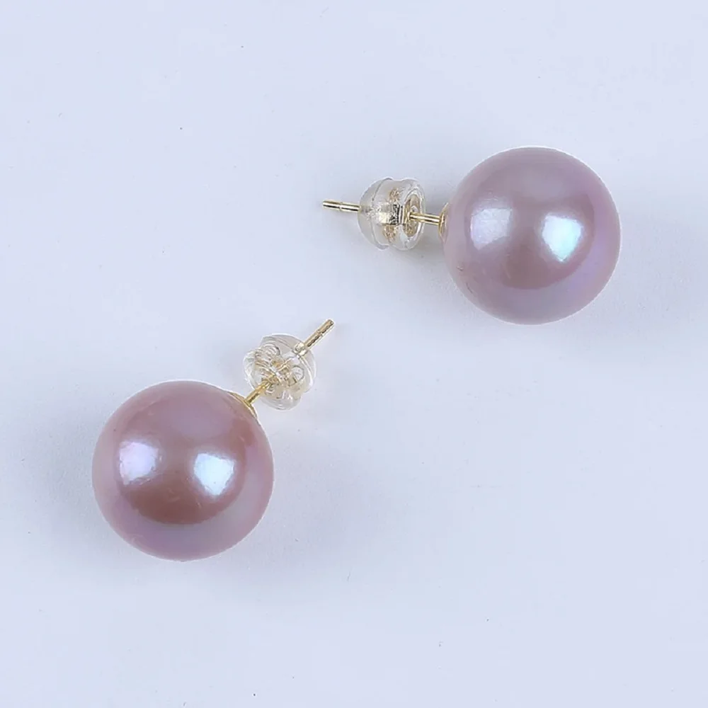 

Beautiful earrings AAAA 9-10mm 10-11mm natural purple round South Sea pearl earrings 925s