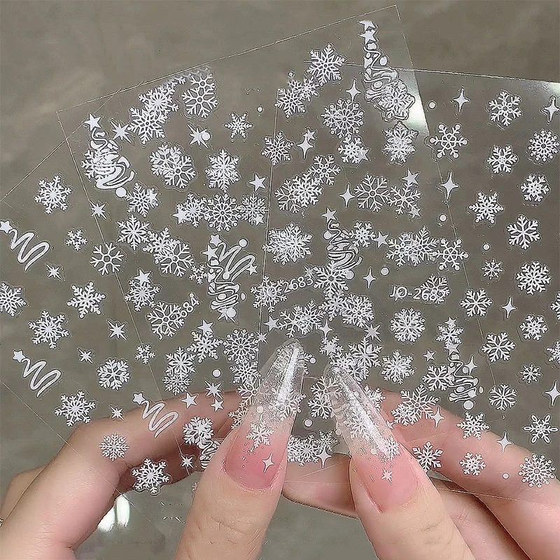 

1 Sheet Christmas White Snowflakes Nail Stickers Snowflake Nail Decal Snowflake Xmas Slider