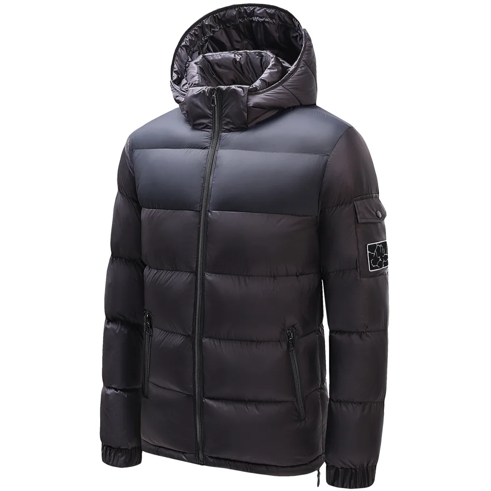Luxury Brand Patchwork Jackets Men's Clothing Trends Winter Cotton Coat Warm Hooded Parkas Zipper Long Sleeve Windproof Jacket