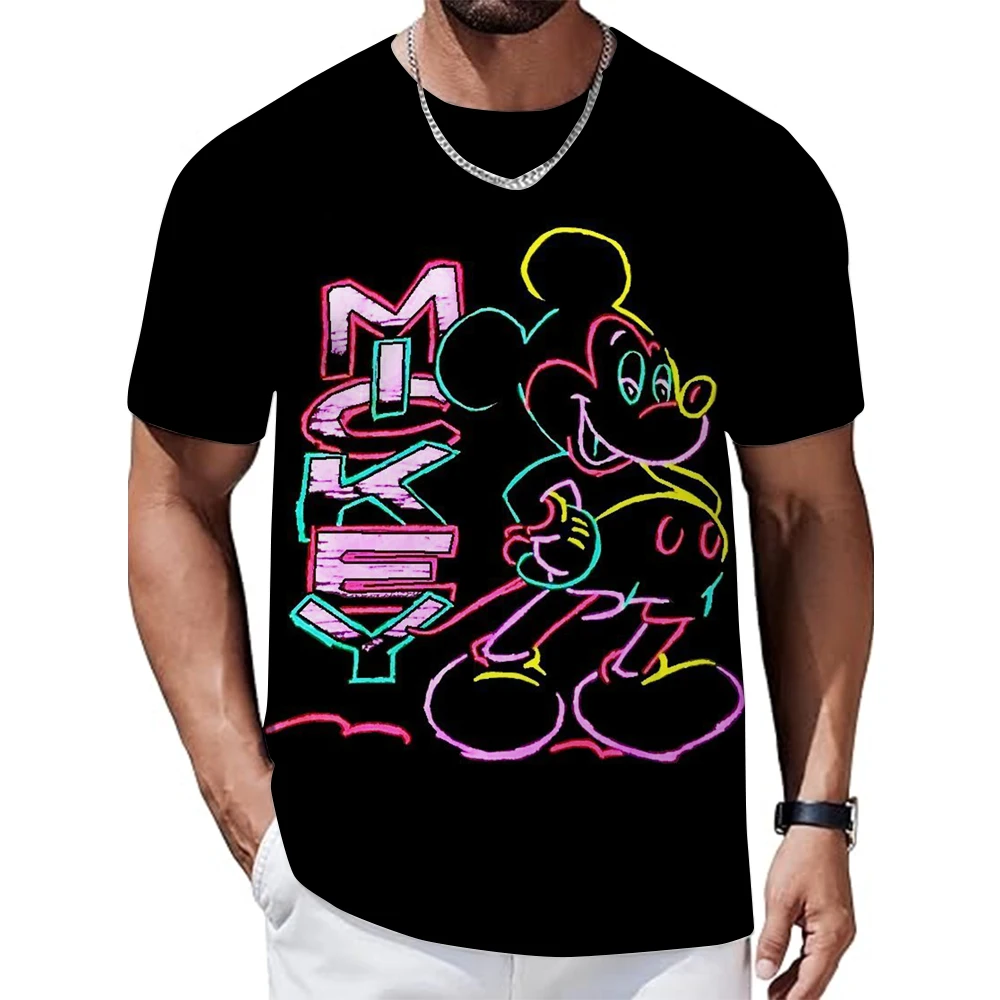 

Футболки с Микки Маусом Диснея, уличная одежда с 3D принтом мультфильмов аниме для мужчин и женщин, повседневная модная футболка большого размера, футболки, топы, одежда