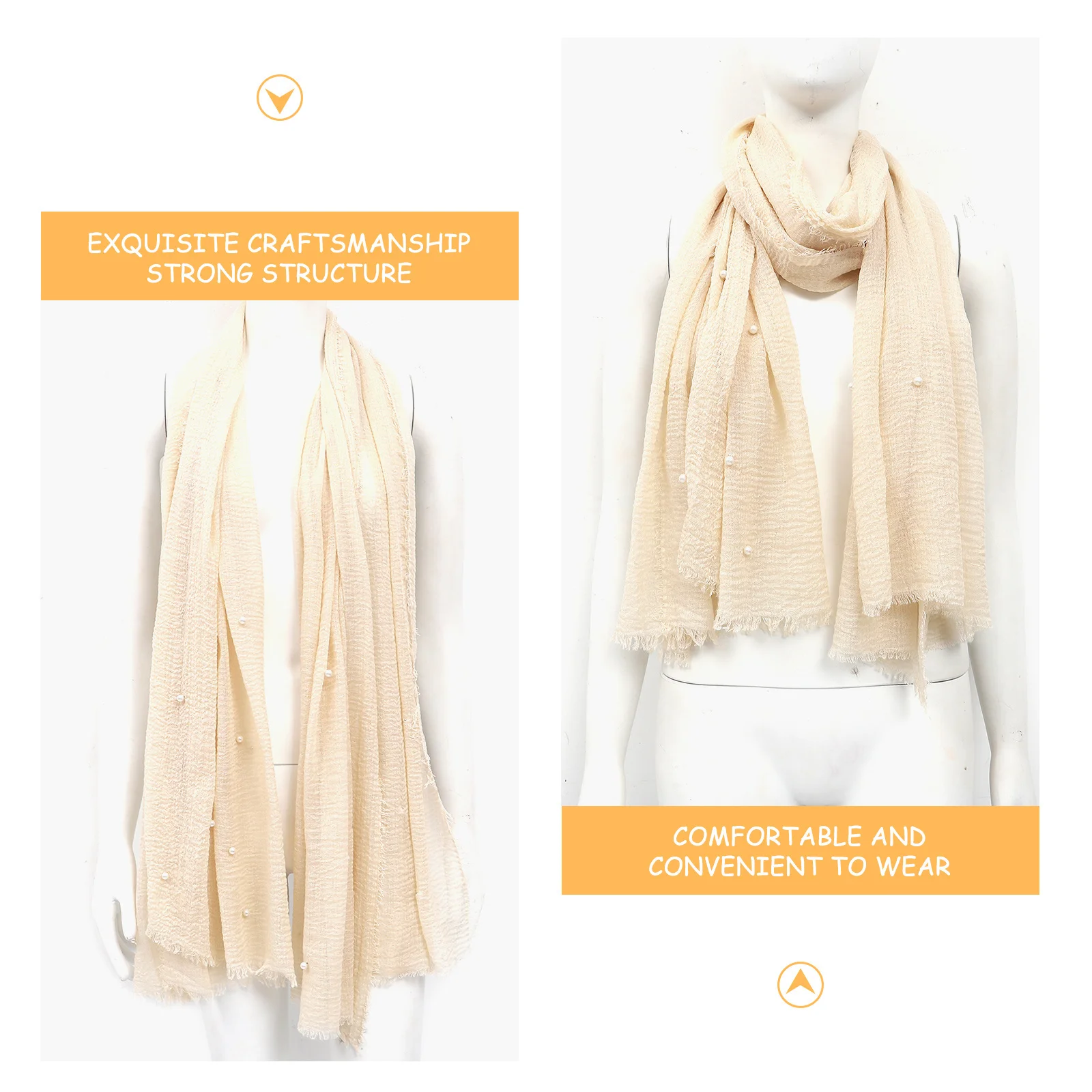 

1pc Pearl Embellished Women Scarf Cotton Thin Shawl Multi-Purpose Lightweight Fashion Summer Autumn Outdoor Wear All-Match