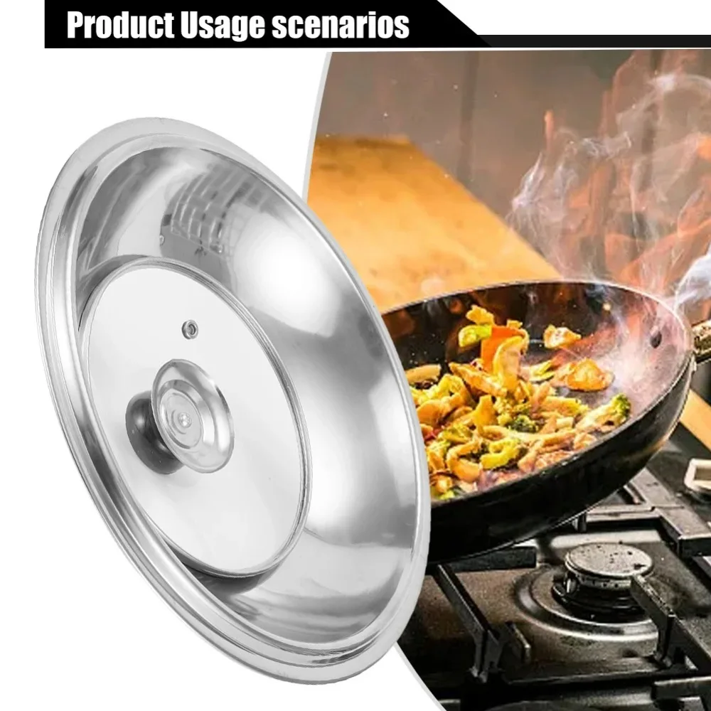 Round 28/30/32/34/36cm Cooking Pot Lid Visible Combined Pot Cover Stainless Steel Anti-scalding Wok Lids Household