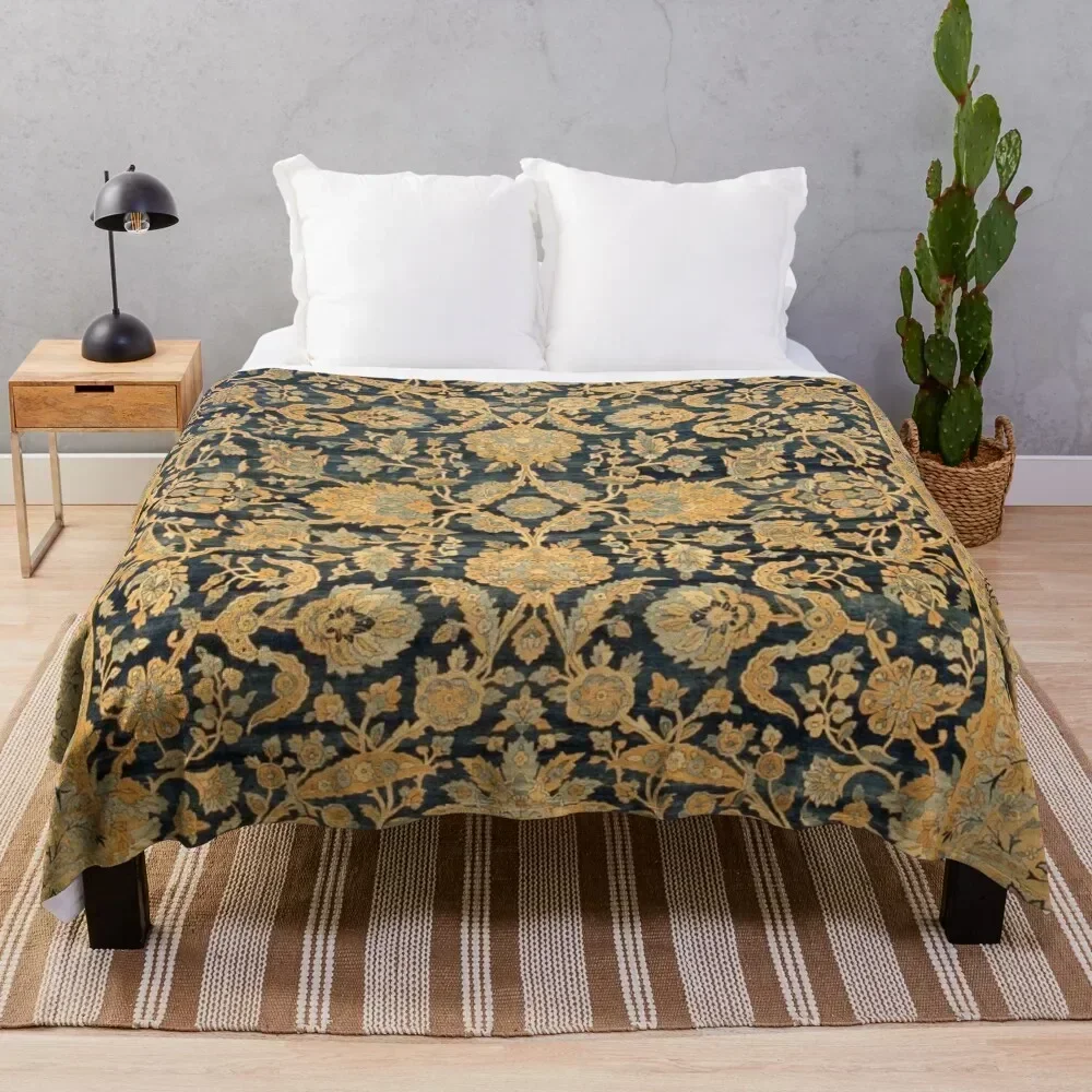 

Antique Persian Kirman Rug Print Throw Blanket Cozy Napping Blanket Gift for Mom Dad