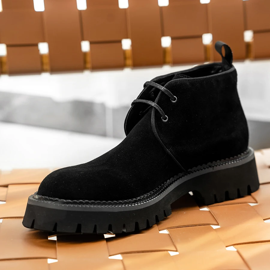 Hanmce Chelsea Boots 2024 Comfortable Genuine Leather Brohue Ankle Boots High Quality Slip-On Luxury Footwear Men