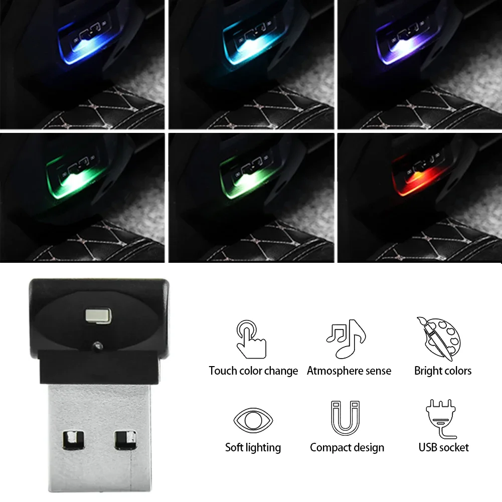 

Мини-USB автомобильный светильник для ног ПК, авто интерьер, 7 цветов, RGB светодиодный атмосферный светильник, декоративная лампа Plug and Play, аварийное освещение