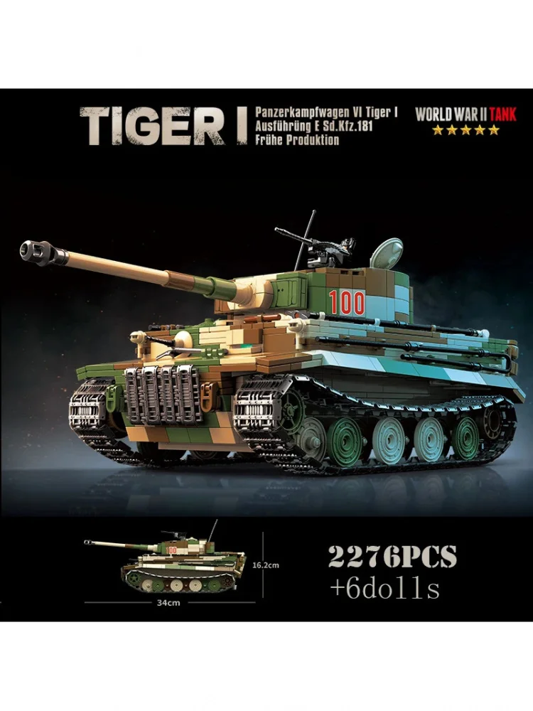 Militaire Tweede Wereldoorlog Duitse Tiger I Zware Tank Bouwstenen WO2 Wapens Panzer Panther Middelgrote Tanks Technische Stenen Kinderspeelgoed - afbeelding 2
