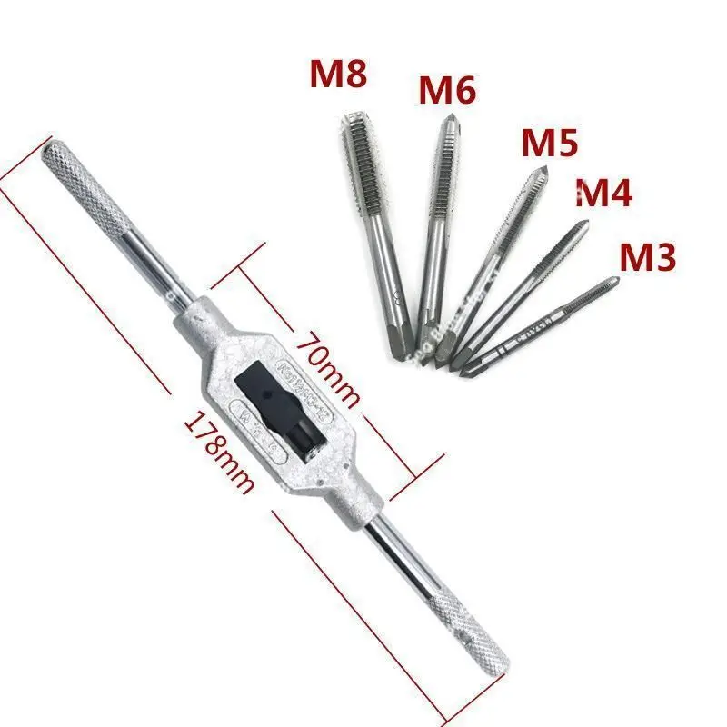 A Complete Set of ThreadsHand Taps 3-12 Eight-piece Taps, Tapping Wrenches, Full Sets of Taps, Hand Tapping Twisters