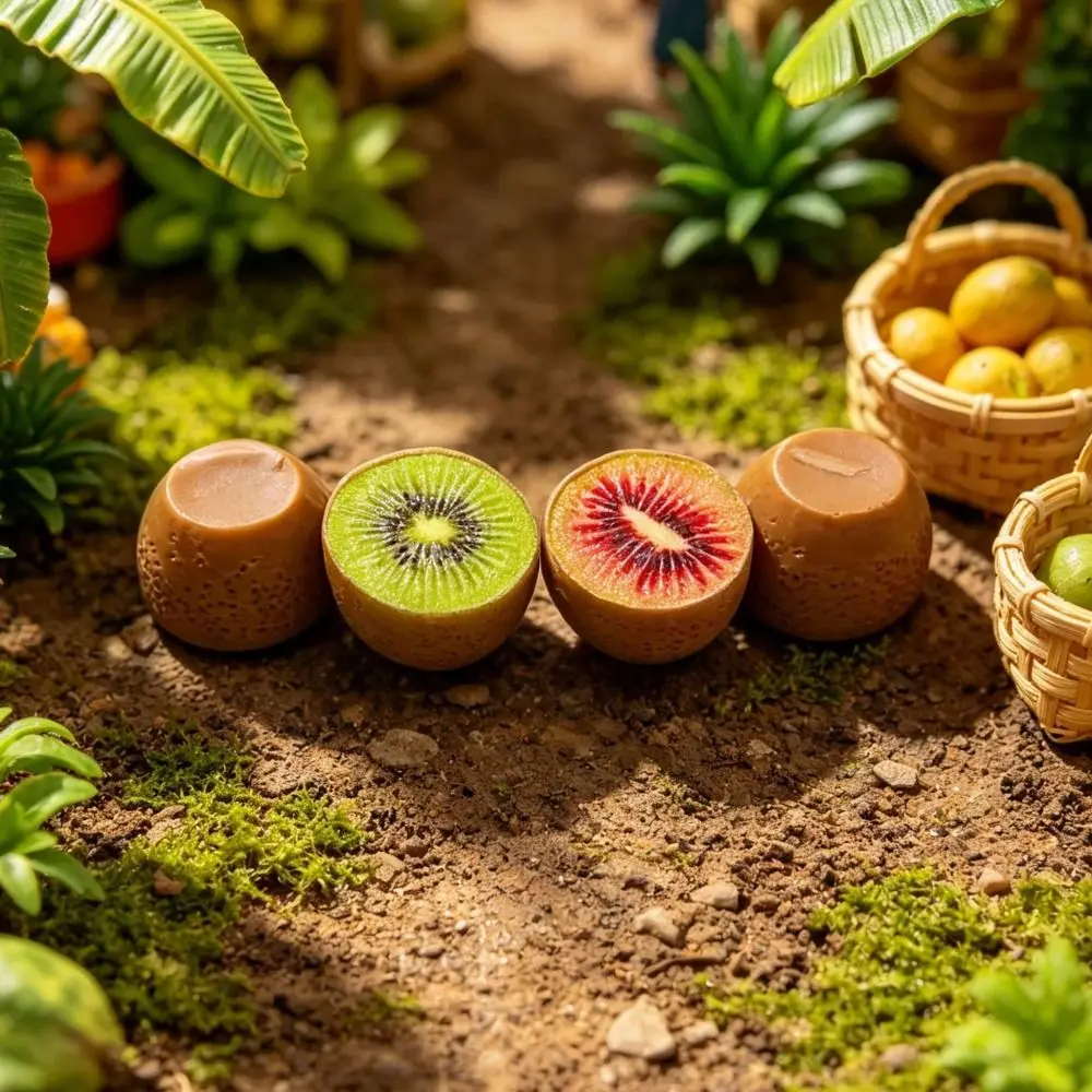 20PCS Resin Mini Fruit Models Half Cut Lightweight Micro Food Keychain Handmade Craft DIY Craft Kit Simulated Fruit Charm