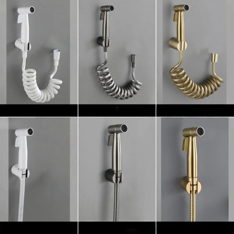 White Gray Brushed Gold 304 Stainless Steel Single Cold Water Toilet Bidet Sprayer Wall Mounted Ladies Cleaner