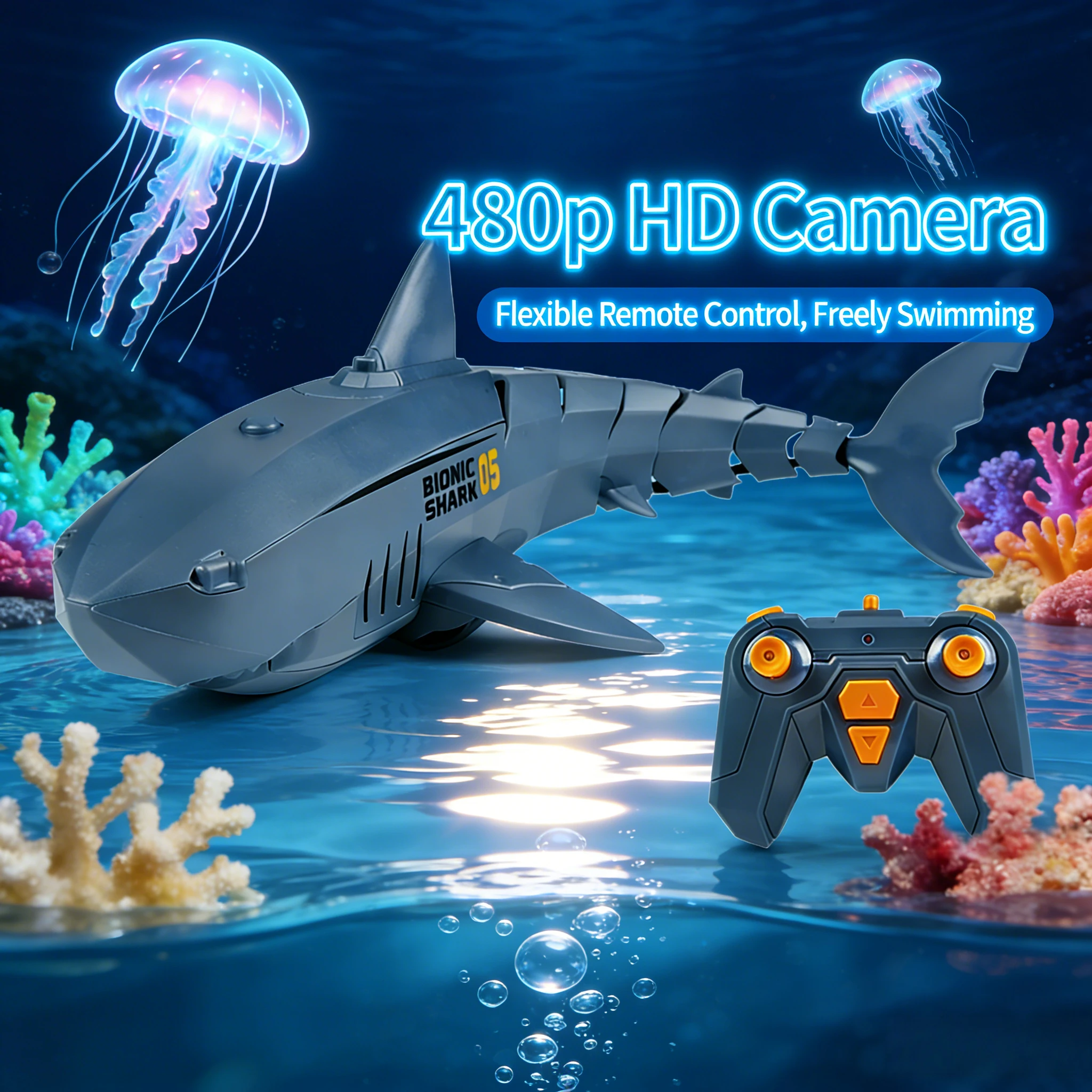 

Радиоуправляемая подводная лодка с HD-камерой — реалистичная лодка-робот-акула с дистанционным управлением для детей, идеально подходит для игр в бассейне и озере