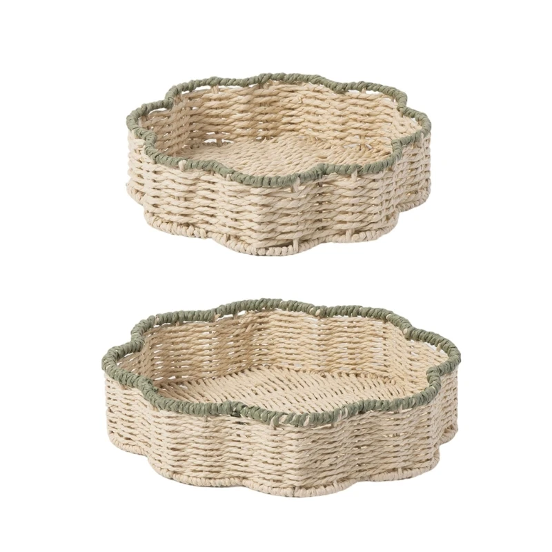 

Multipurpose Paper Rope Basket Sturdy Paper Rope Foldable Basket Large Capacity Container for Home Organization