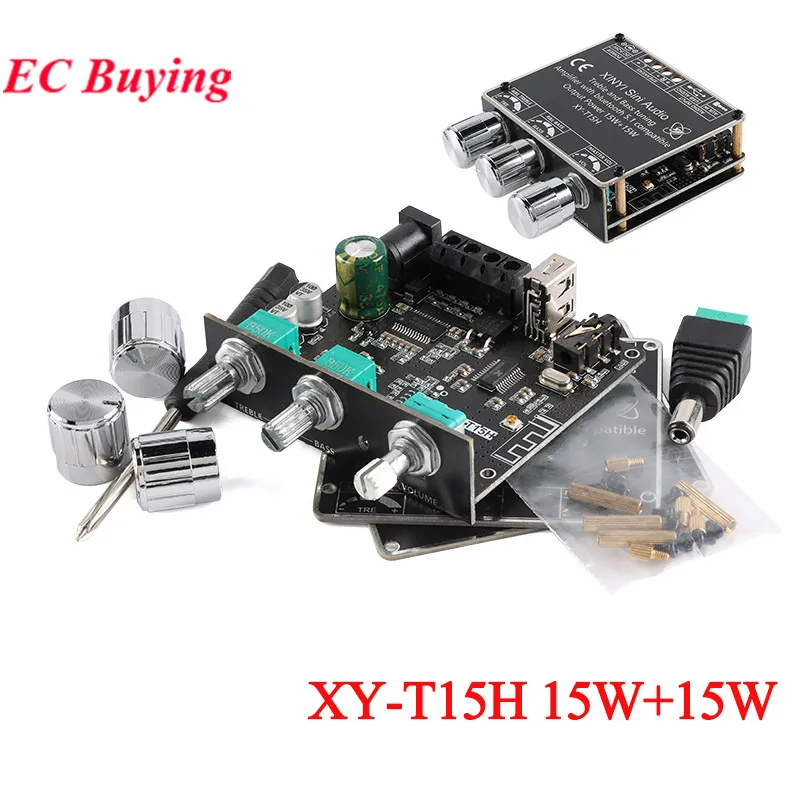 XY-T15H App Control 15W+15W Power Amplifier Board Module 2.0 Dual Channel Bluetooth-Compatible 5.1+AUX+U Disk+USB Sound Card