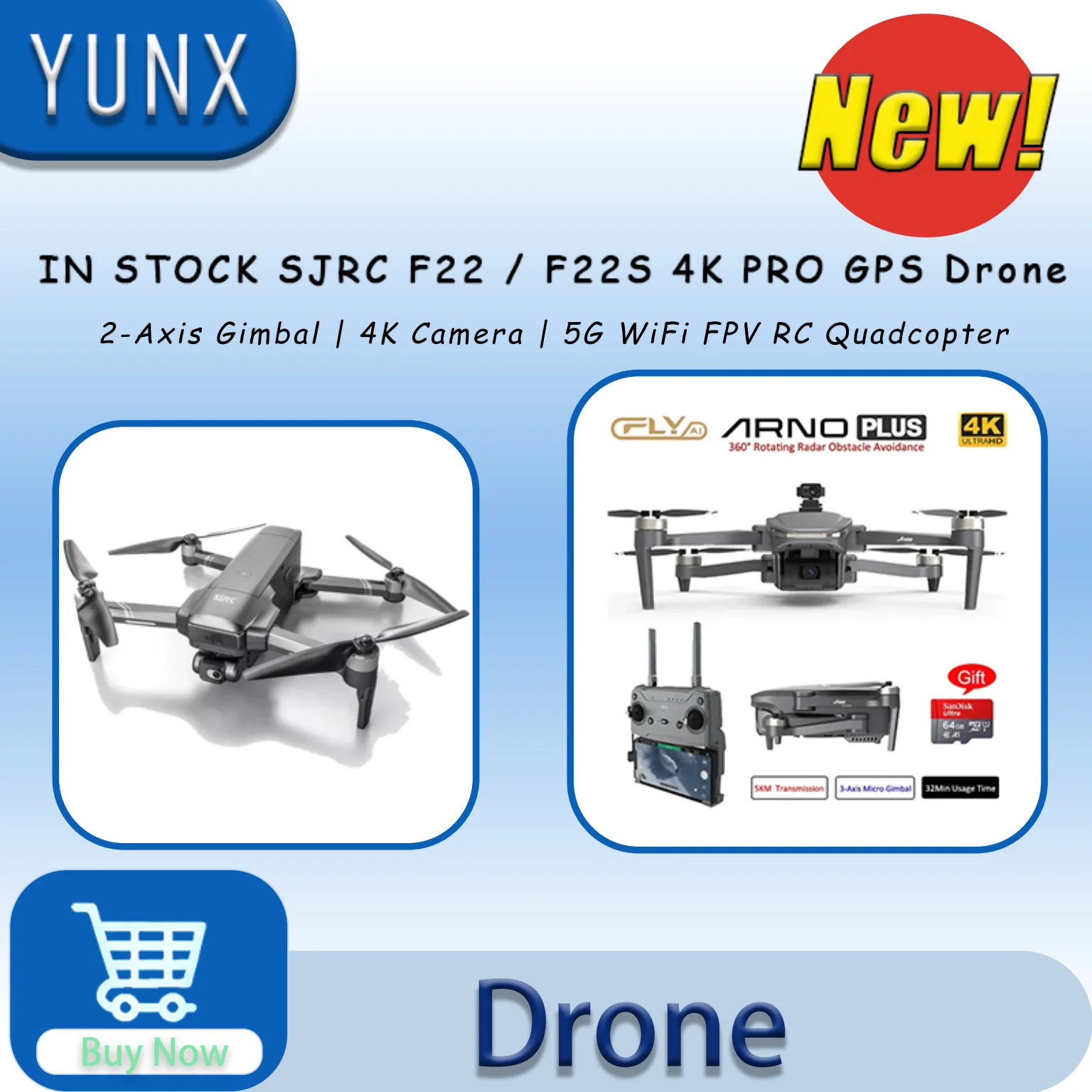 IN Stock SJRC F22 / F22S 4K Pro GPS Drone 4K Profesional RC Quadcopter With Camera 2 Axis Stabilized Gimbal 5G WiFi FPV Drones