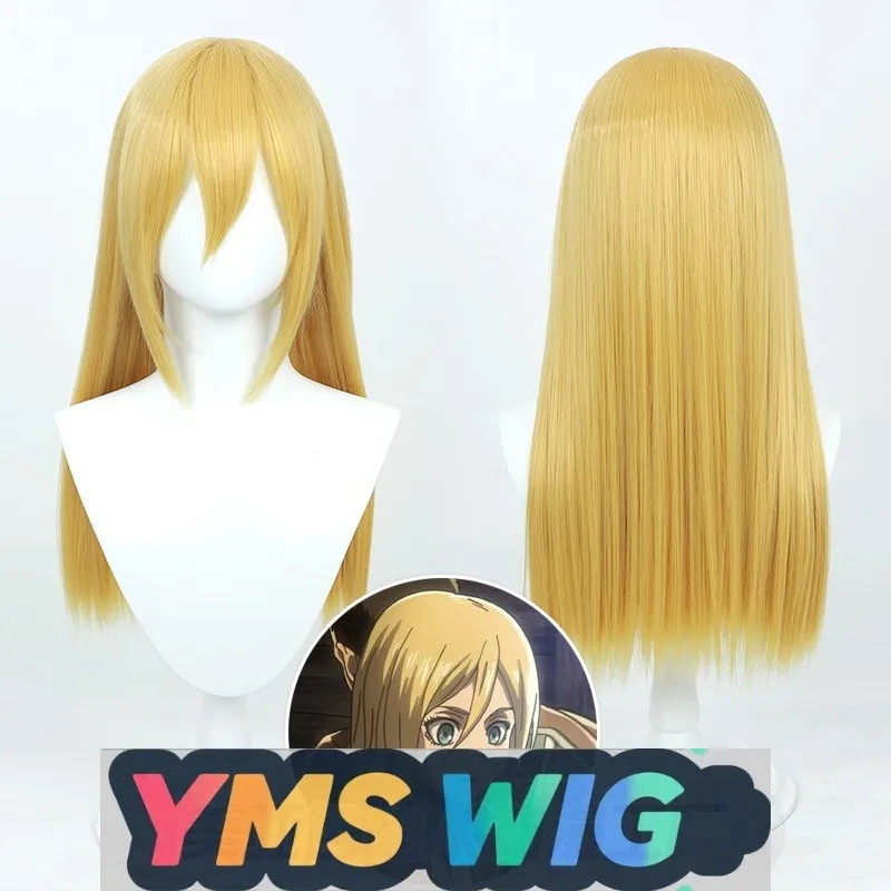 

【YMS WIG】Атака Титанов Hysteria Reiss Косплей Парик Золотисто-желтые длинные прямые волосы