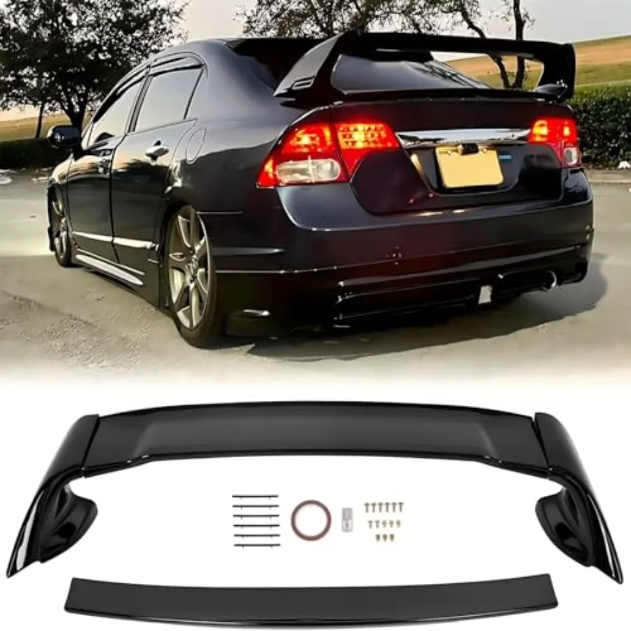 

Rear Trunk Spoiler Wing Compatible with 2006-2011 Honda Civic 4 Door Sedan ABS Trunk Spoiler Wing Painted Gloss Black